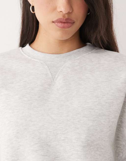 Gina Tricot mix and match crew neck sweater in light grey melange, 3 of 4