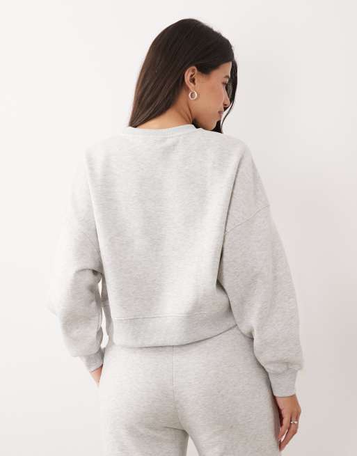 Gina Tricot mix and match crew neck sweater in light grey melange, 4 of 4