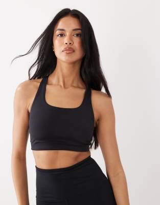 Gina Tricot mix and match cross over back soft yoga sports bra top in black