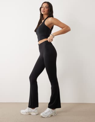 Gina Tricot Mix And Match Flare Yoga Leggings In Black