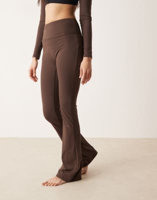 Gina Tricot Mix And Match Flare Yoga Leggings In Brown