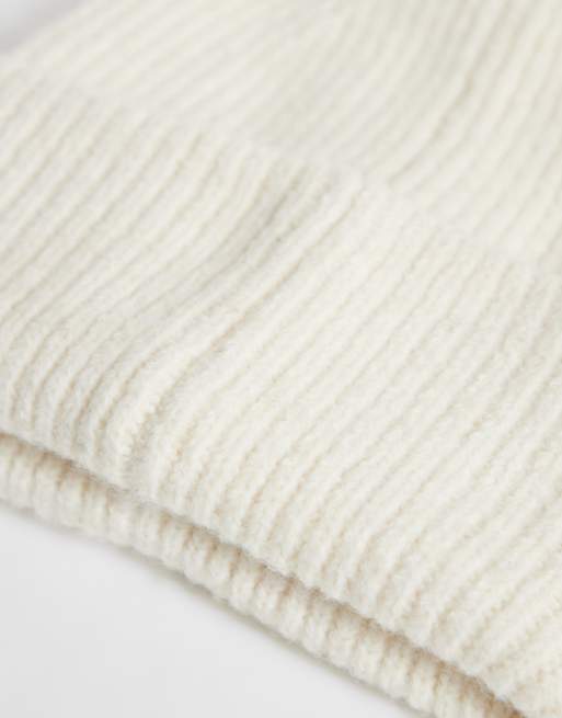 Gina Tricot Mix and Match gerippte Beanie in Wollweiß, 2 von 3