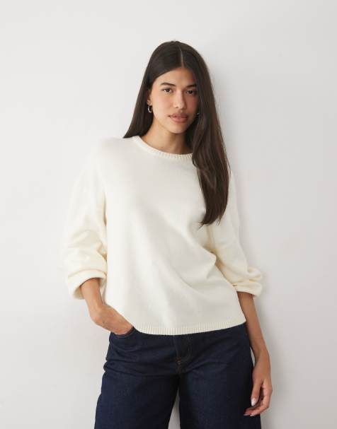 Gina Tricot Mix and Match gestrickter Loungewear-Pullover in Cremeweiß - view 1