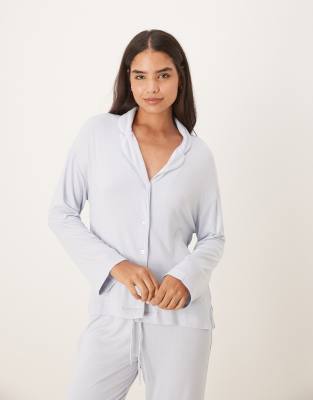 Gina Tricot - Mix and Match - Langärmliges Pyjamahemd in Hellblau mit weicher Haptik