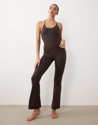 Mix and Match - Legging de yoga évasé - Marron chocolat-Brown XL