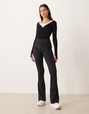 Gina Tricot Mix And Match Long Sleeve Soft Wrap Cardigan In Black