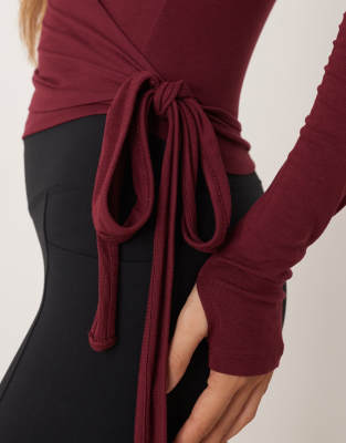 Gina Tricot Mix And Match Long Sleeve Soft Wrap Cardigan In Red