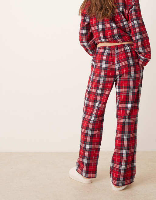 Gina Tricot mix and match lounge pyjama pants in red check, 3 of 4