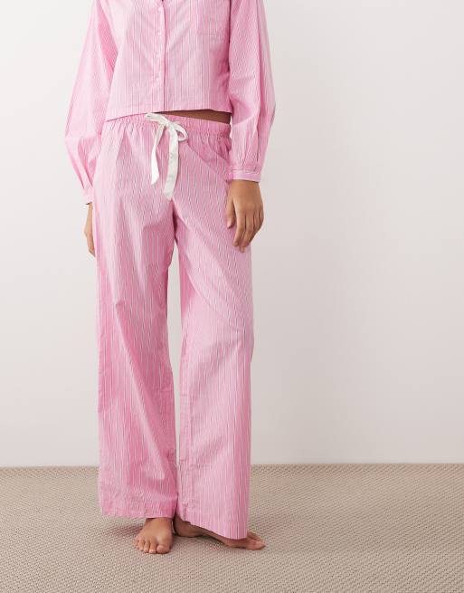 Gina Tricot mix and match poplin pyjamas bottoms in pink stripe, 2 of 4