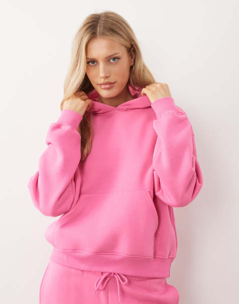 Gina Tricot mix and match relaxed hoodie in hot pink - view 1