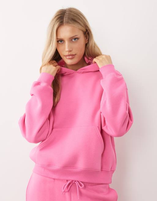 Gina Tricot mix and match relaxed hoodie in hot pink | ASOS