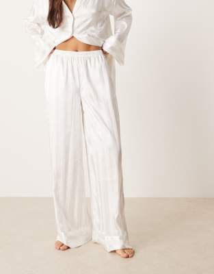 Gina Tricot Mix And Match Satin Lounge Pajama Pants In White