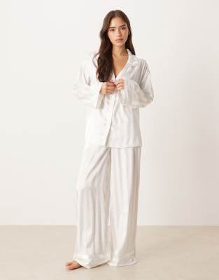 Gina Tricot Mix And Match Satin Pajama Top In White