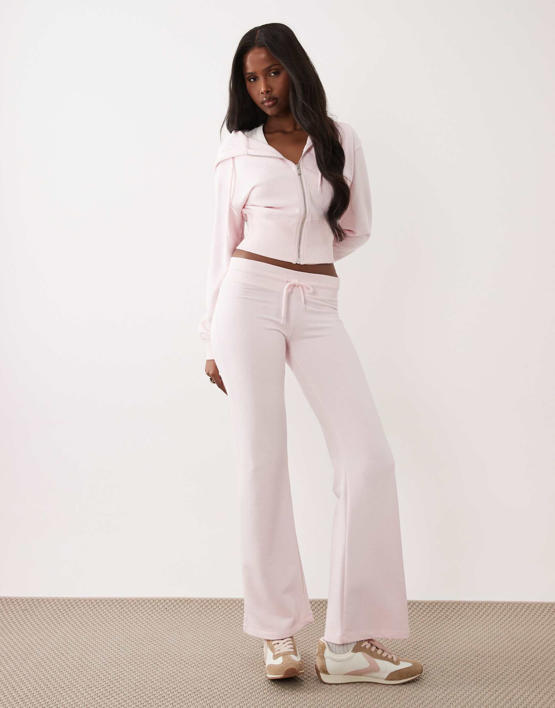 gina tricot mix and match slim low waist sweatpants in pink