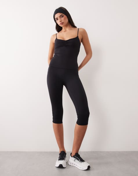 Gina Tricot mix and match soft yoga capri tights in black - view 1