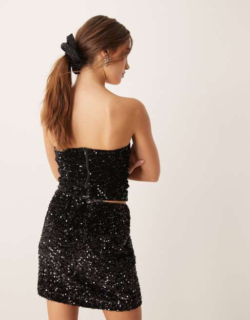 Gina Tricot - Mix and Match - Top corset bustier à sequins - Noir, 3 de 4