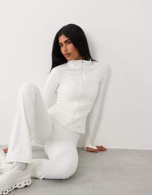 Gina Tricot Mix And Match Zip-up Yoga Jacket In White