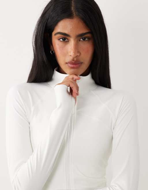 Gina Tricot - Mix en match - Yogajack met rits in gebroken wit, 2 van 4