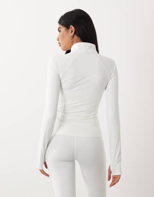 Gina Tricot - Mix en match - Yogajack met rits in gebroken wit, 4 van 4