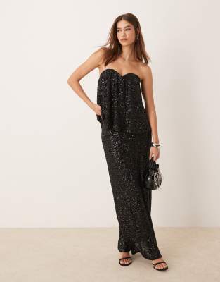 GINA TRICOT Gina Tricot mix & match sequin maxi skirt in black