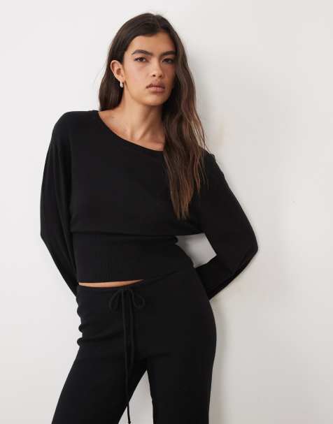 Gina Tricot Mix & Match top da casa in maglia nero - view 1