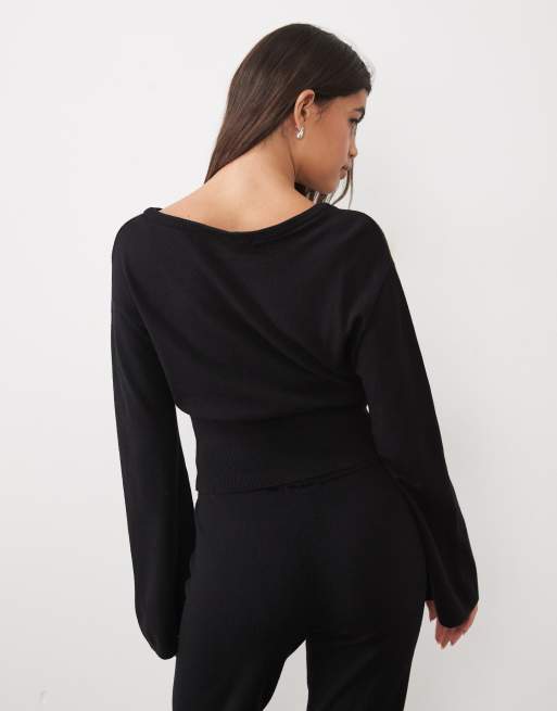 Gina Tricot Mix & Match top da casa in maglia nero, 4 di 4