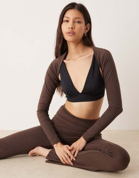 Gina Tricot - Mix og match - Mørkebrun blød yoga-bolero - view 1