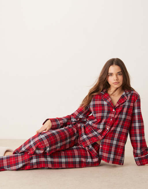 Gina Tricot - Mix og match - Røde lounge-pyjamasbukser med tern, 4 af 4