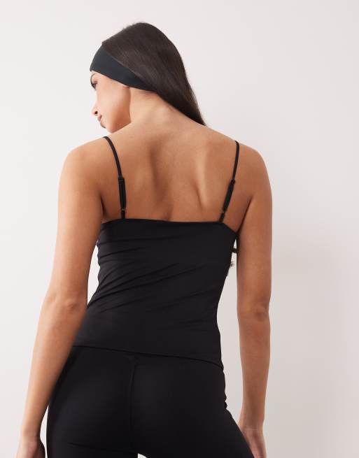 Gina Tricot - Mix og match - Sort blød yogatop med rynker, 4 af 4
