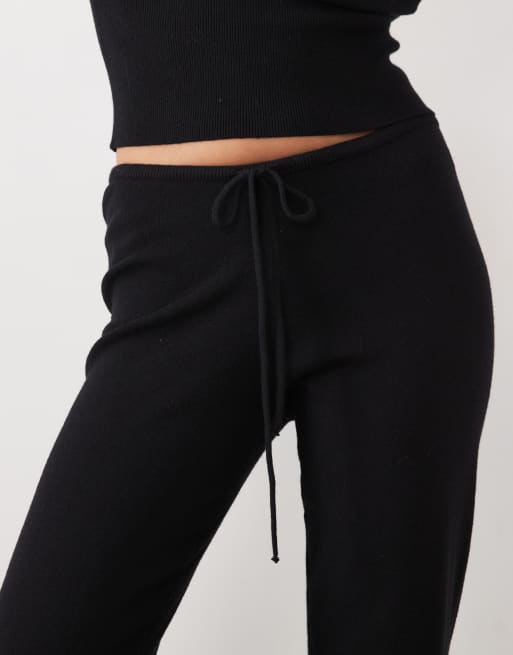 Gina Tricot mix og match strikkede loungebukser i sort, 3 af 5