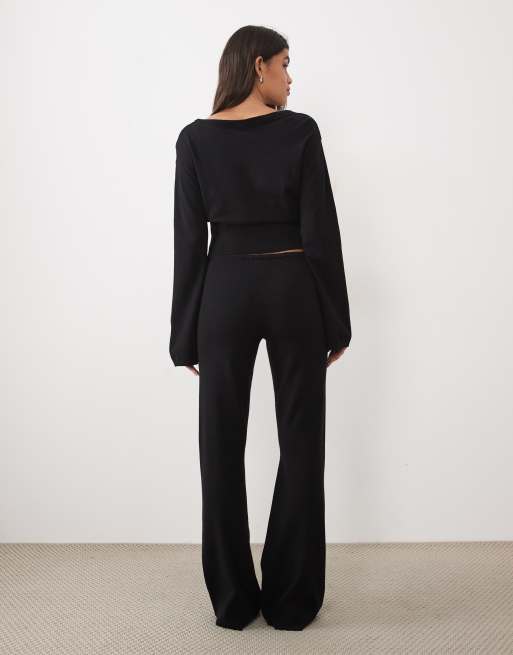 Gina Tricot mix og match strikkede loungebukser i sort, 5 af 5