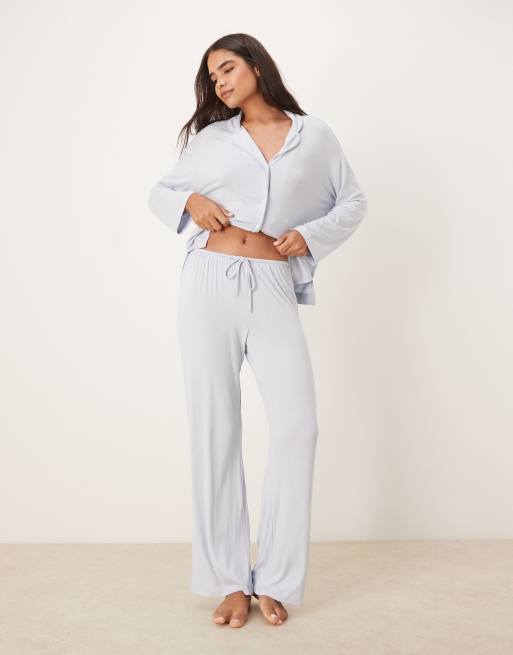 Gina Tricot – Mixa och matcha – Ljusblå, mjuka pyjamasbyxor