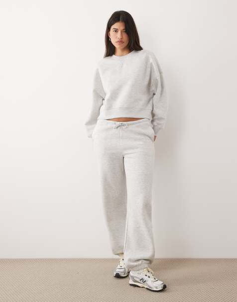 Gina Tricot – Mixa och matcha – Ljusgrått, melerat, klassiskt set med sweatshirt och mjukisbyxor - view 1