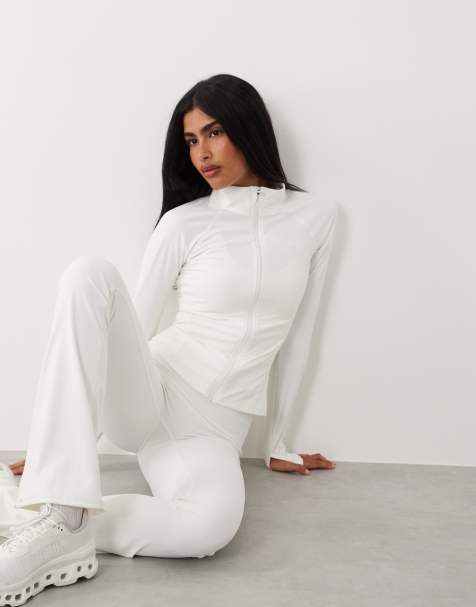 Gina Tricot – Mixa och matcha – Naturvit yogajacka med dragkedja - view 1
