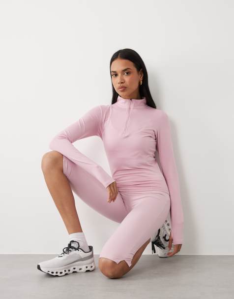Gina Tricot – Mixa och matcha – Rosa, sportig yogatopp med halvlång dragkedja - view 1