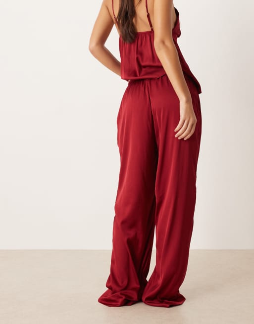 Gina Tricot – Mixa och matcha – Vinröda pyjamasbyxor i satin, 4 av 4
