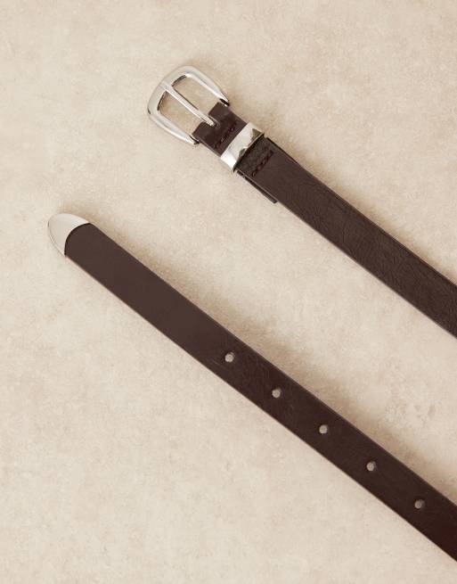 Gina Tricot – Mörkbrunt, lackat skärp med silverfärgat spänne, 2 av 3