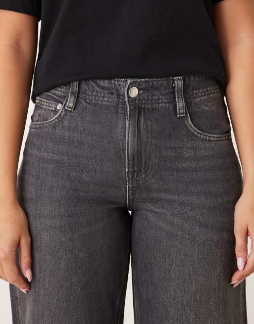 Gina Tricot – Mörkgrå jeans med vida ben och låg midja, 4 av 5