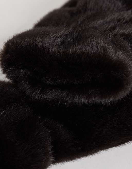 Gina Tricot moufles en faux-fur marron, 2 de 3