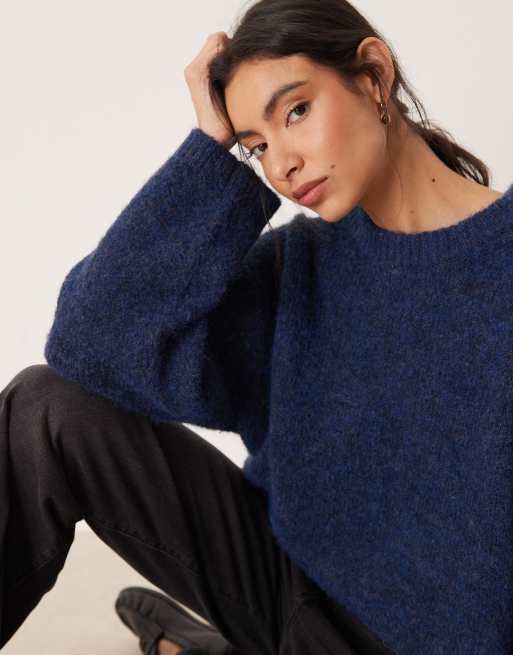Gina Tricot - Mørkeblå oversized sweater i superblødt strik - Kun hos ASOS, 4 af 4
