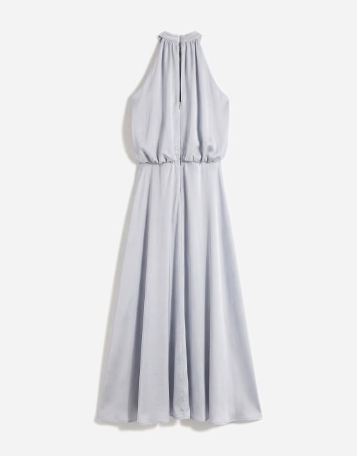 Gina Tricot – Neckholder-Maxikleid aus Satin in Hellblau, 6 von 7
