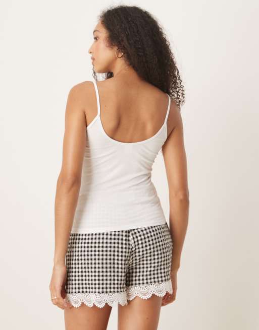Gina Tricot – Oberteil aus Jersey in Weiß mit Camisole-Trägern, 2 von 4