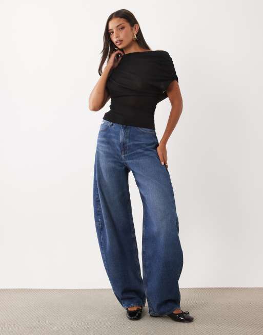 Gina Tricot Oberteil mit gerafften Ärmeln in Schwarz, 2 von 4