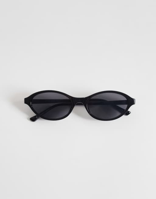 Gina Tricot - Occhiali da sole ovali sottili neri, 3 di 3