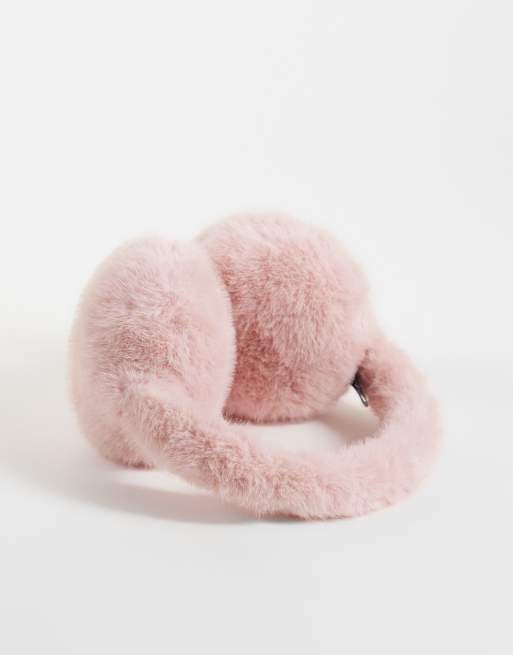 Gina Tricot orejeras de piel sintética en rosa bebé, 2 de 3