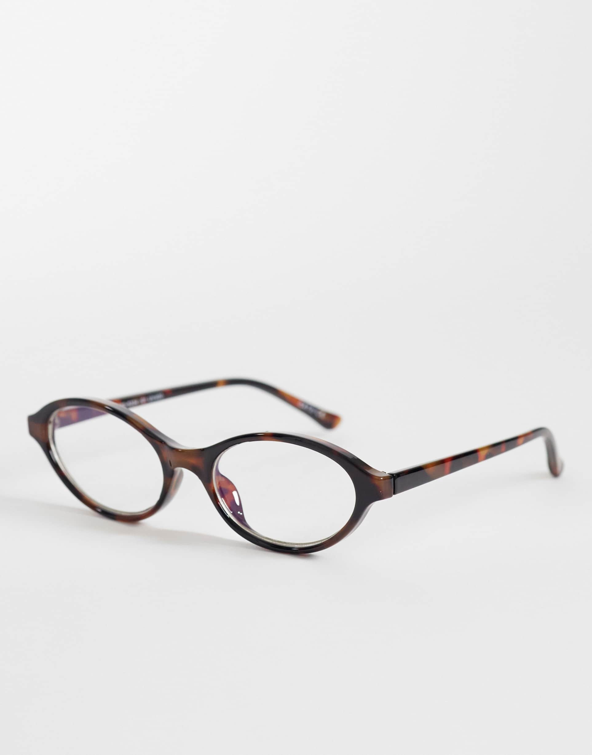 gina tricot oval blue light sunglasses in tortoise print