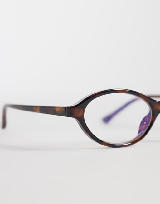 Gina Tricot oval blue light sunglasses in tortoise print, 2 of 3