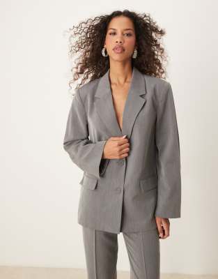 Gina Tricot - Oversize-Blazer in Grau meliert, Kombiteil