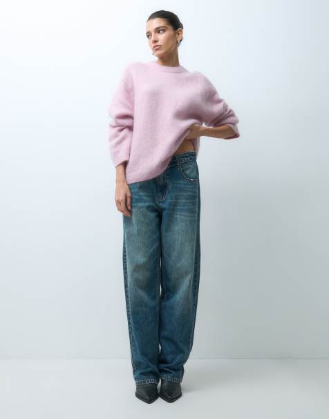 Gina Tricot Oversize-Pullover mit Mohair in puderrosa - view 1