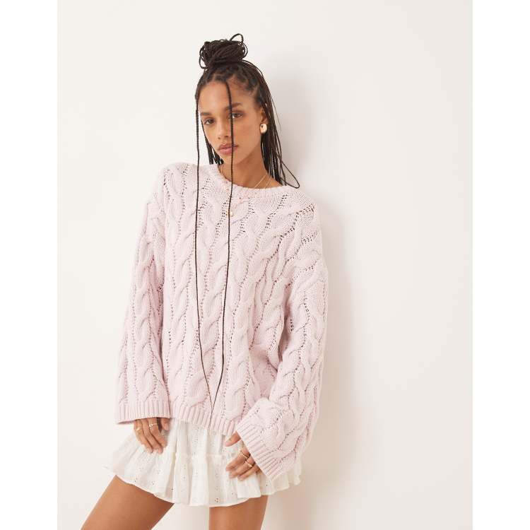 ÉPINE PARIS big knit pink Gina Tricot oversized cable knit sweater in pink | ASOS